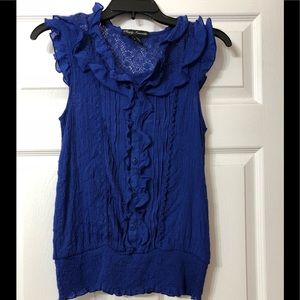 Blue ruffle blouse